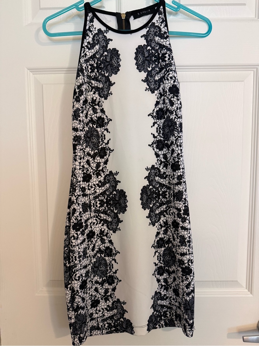 Sexy White & Black Lace-Print Dress B.Darlin